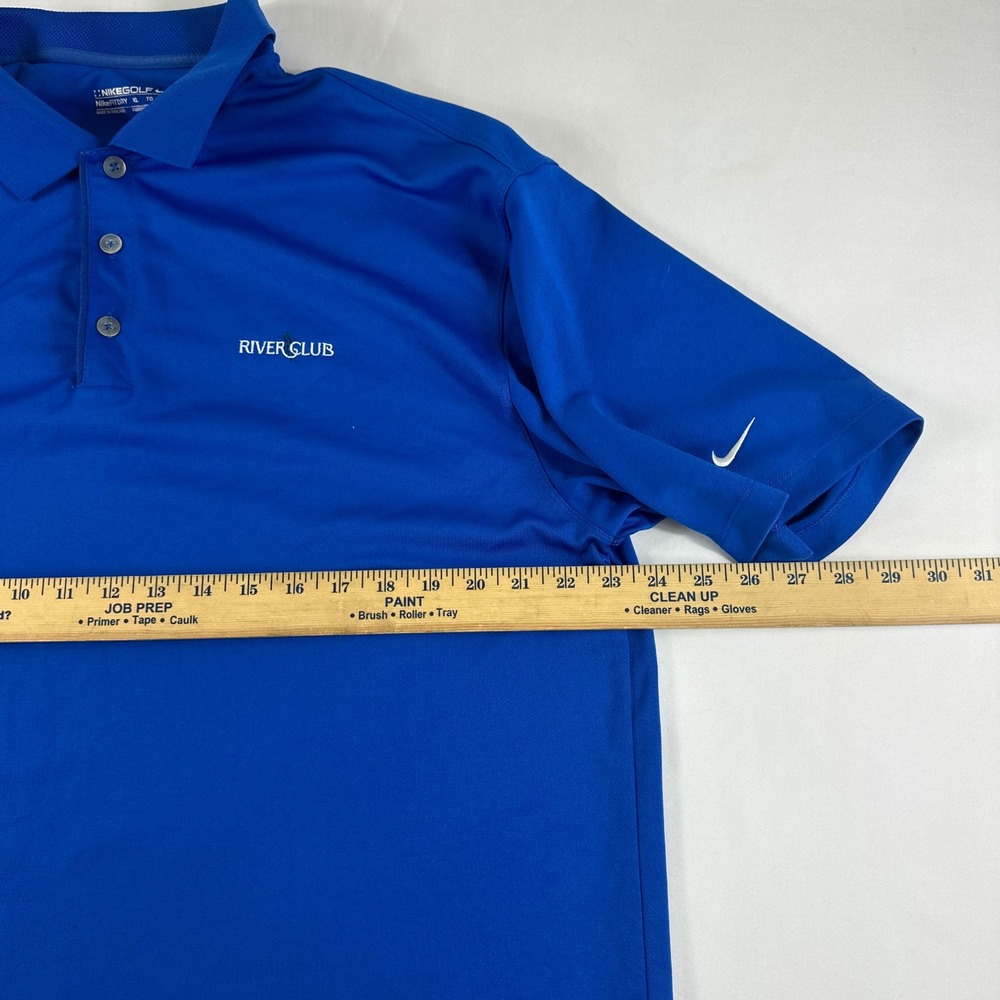 Nike Golf Fit Dry Mens XL Royal Blue River Club Polo Shirt Short Sleeve Prep - Picture 5 of 7